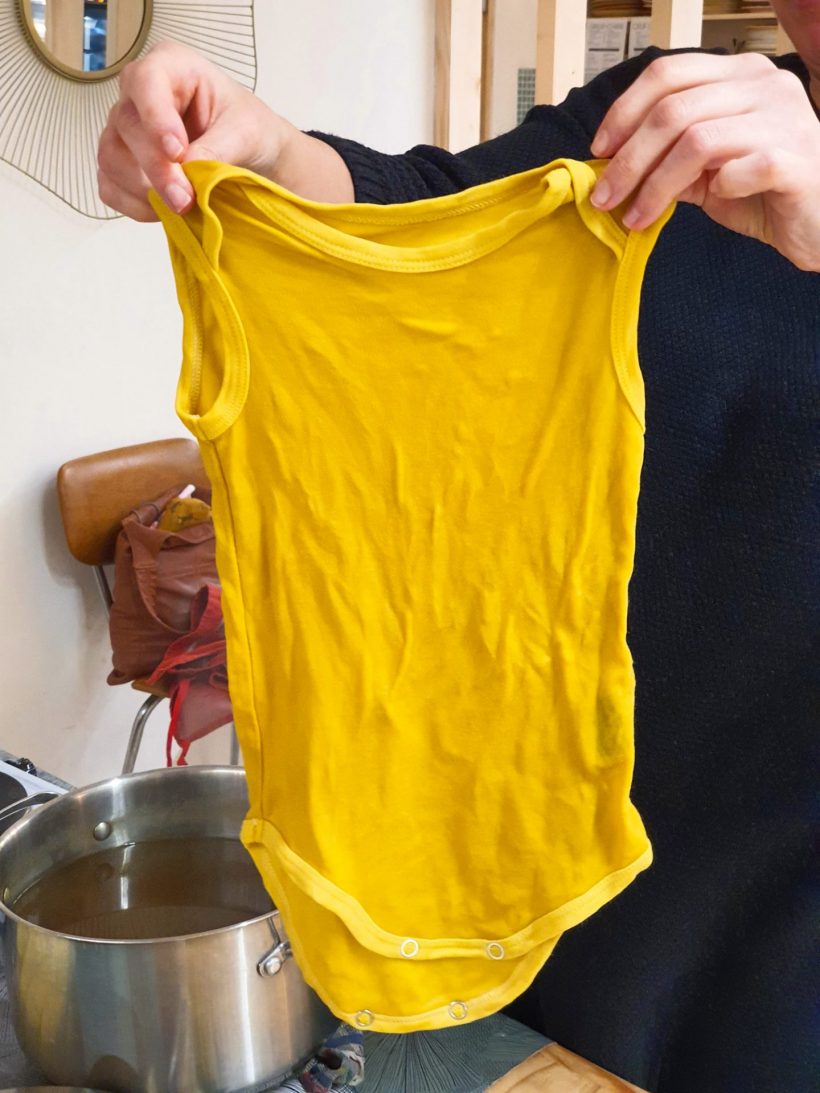 résultat teinture solidage -atelier teinture teinture végétale