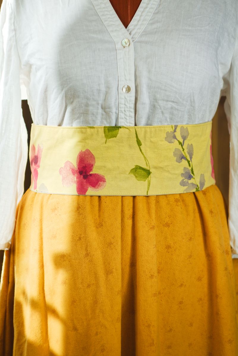 Ceinture Ete - camomille jaune vert - grosses fleurs